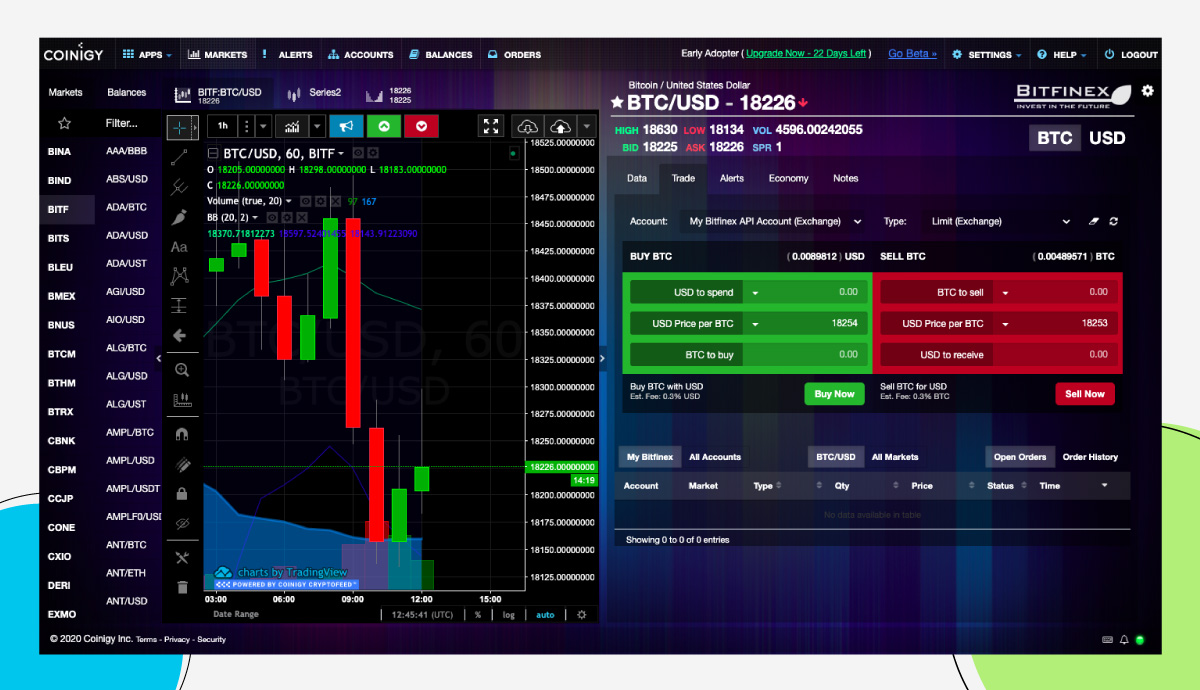 Coinigyâs web interface in 2020