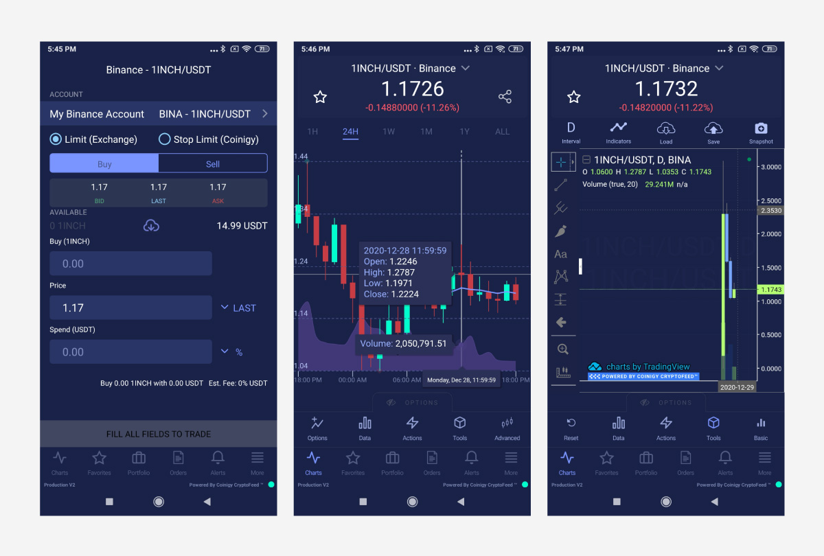    Coinigy Trading Functionality on Android. Note thereâs no trading functionality on iOS