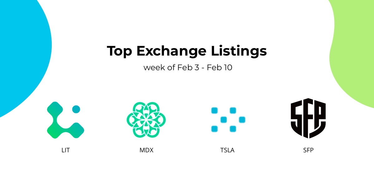 Here are the hottest exchange listings of the last week:Â 