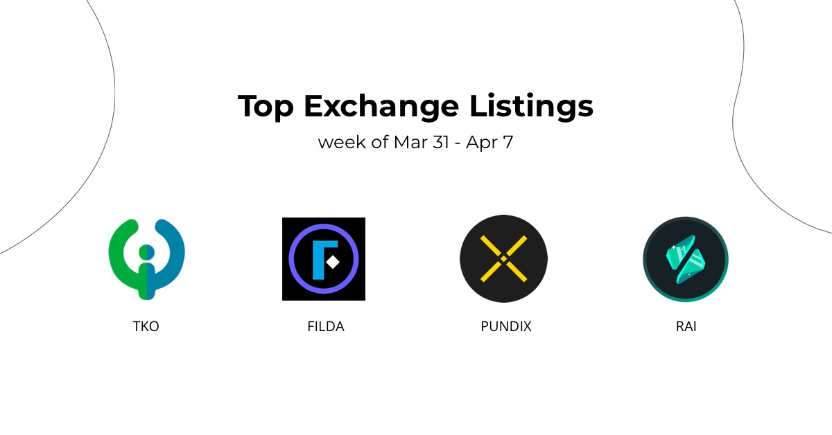 Top Exchange Listings Mar 31- Apr 7