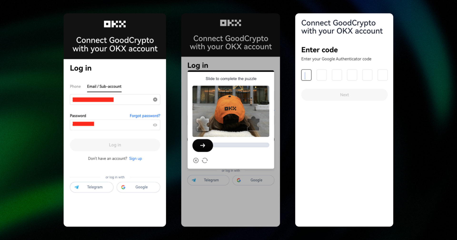 sign in with okx