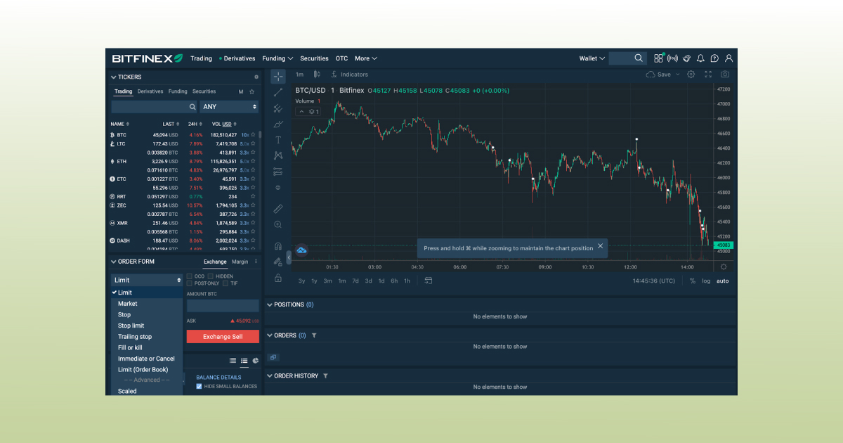 Bitfinex_spot_trading_page