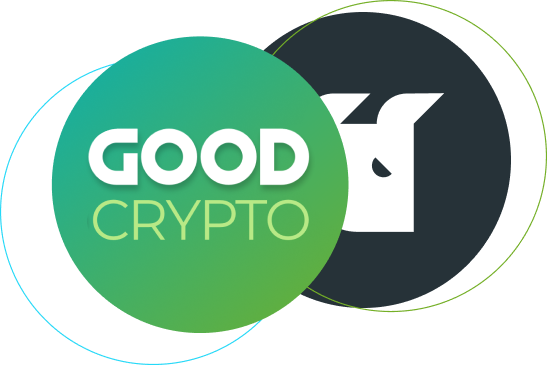 goodcrypto and whitebit logo in circle