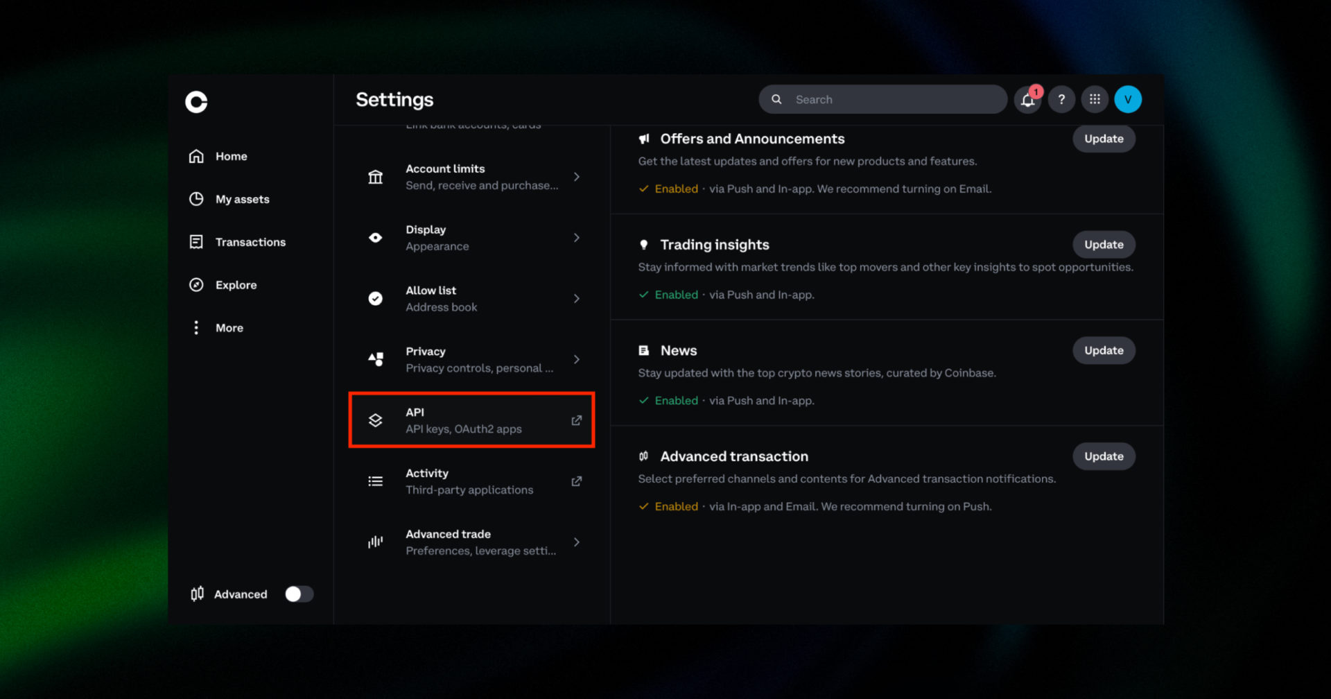 Coinbase API key 2