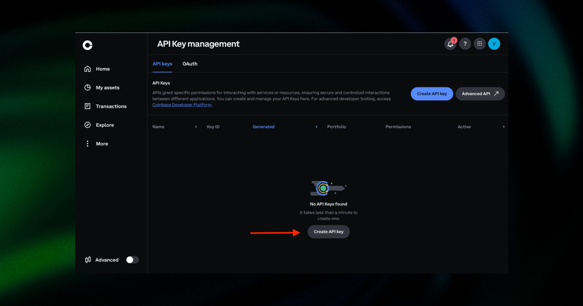 Coinbase API key 3