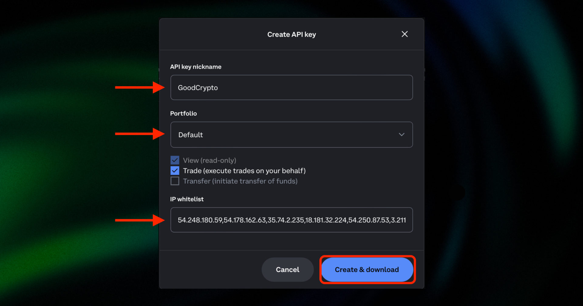Coinbase API key 4