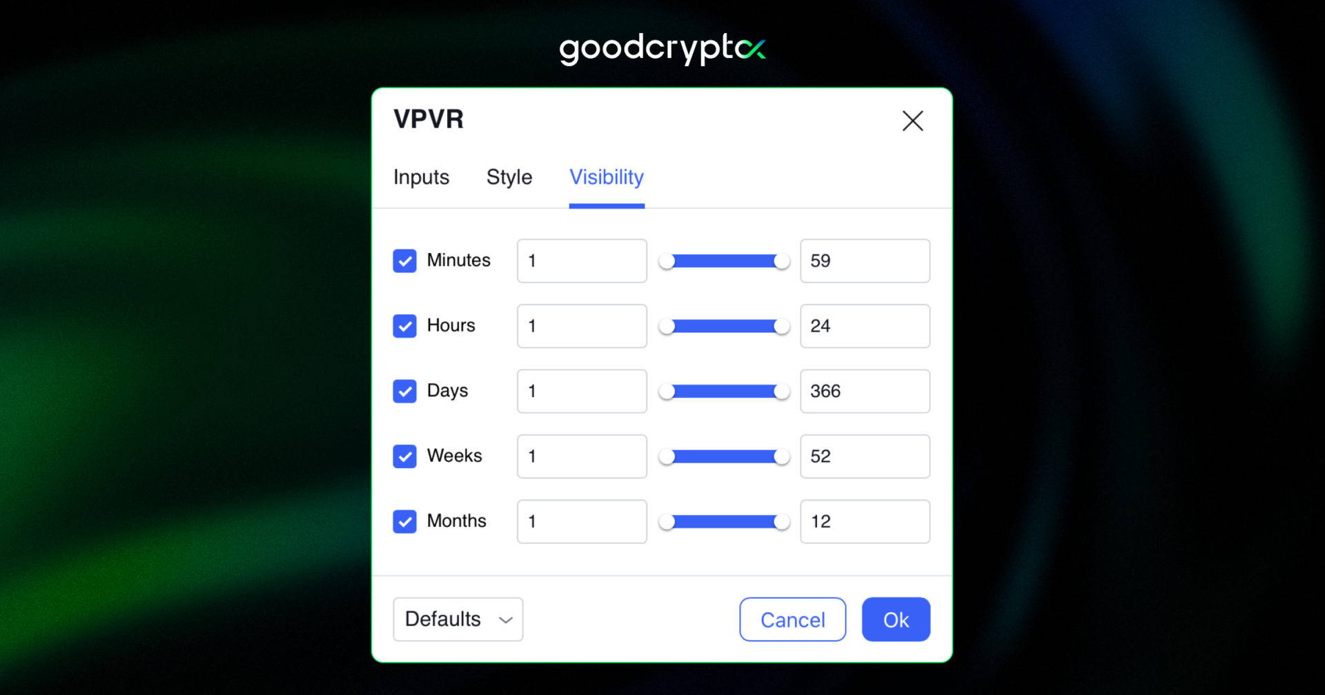 vpvr timeframe setting