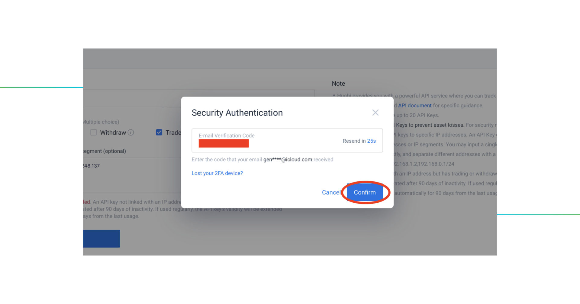 huobi api keys security verification