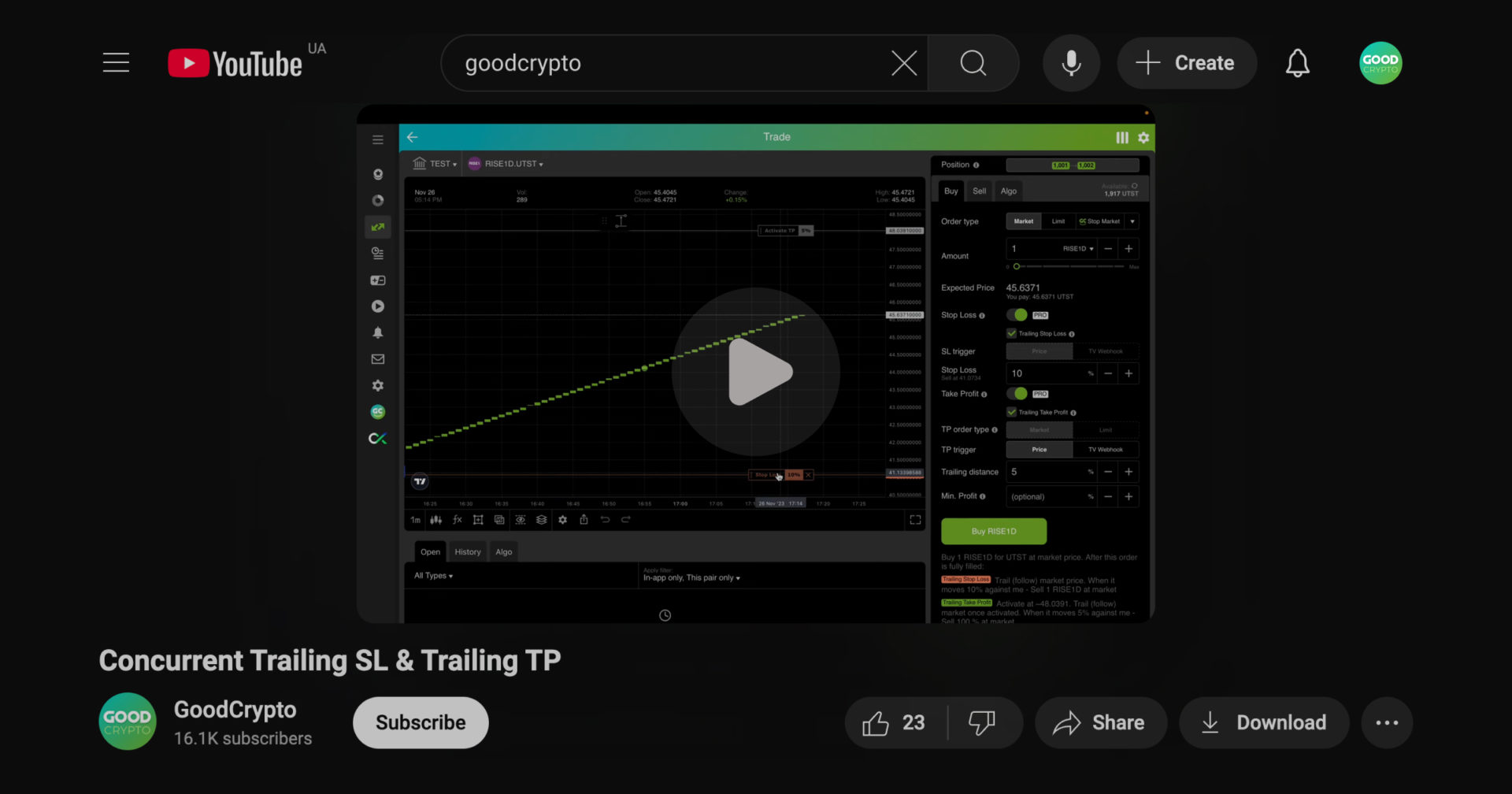 concurrent trailing SL & trailing TP video review