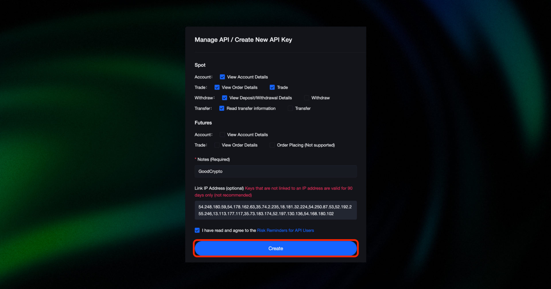 a new MEXC API key