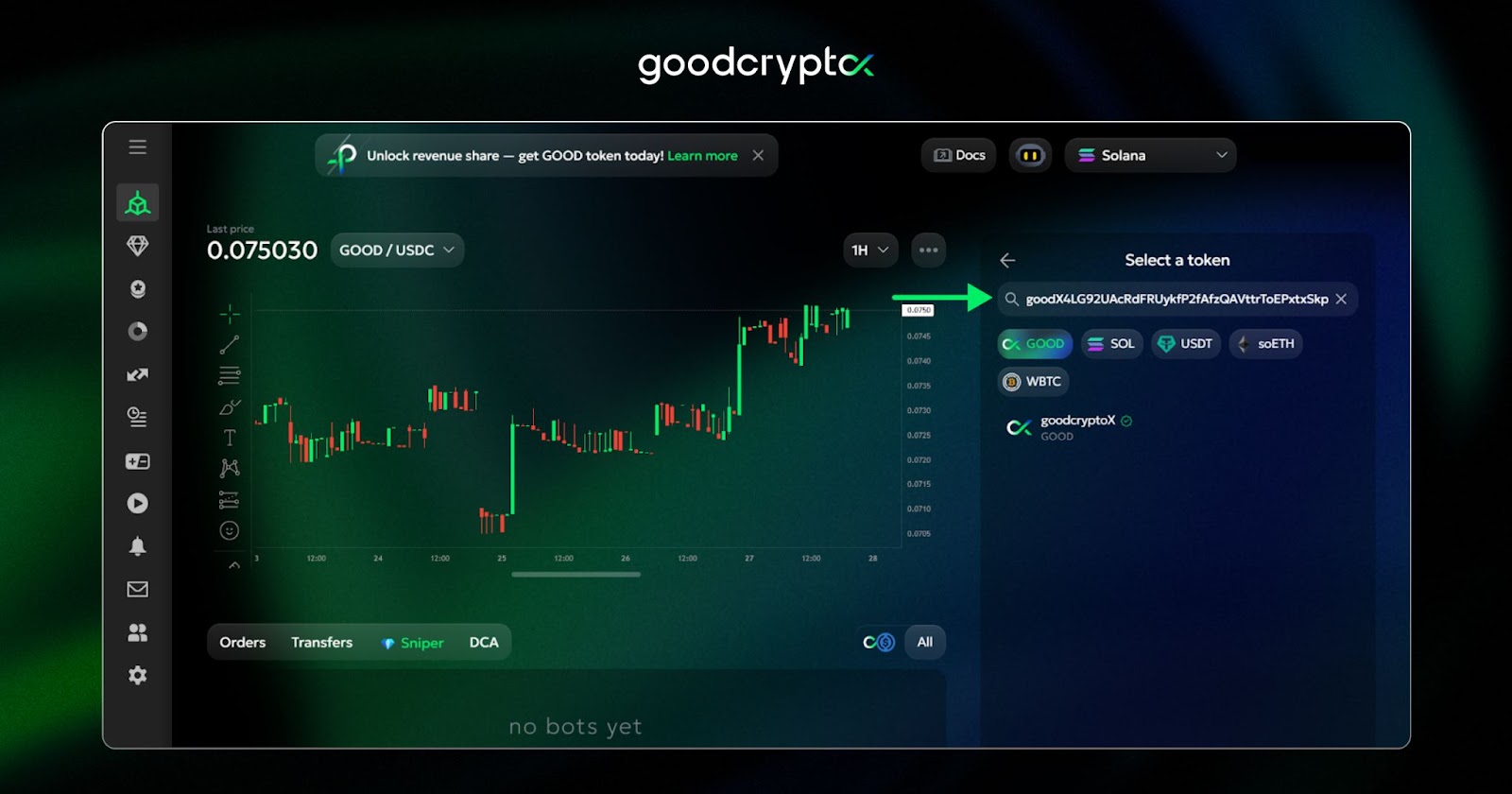 our app and log in or register on goodcryptoX