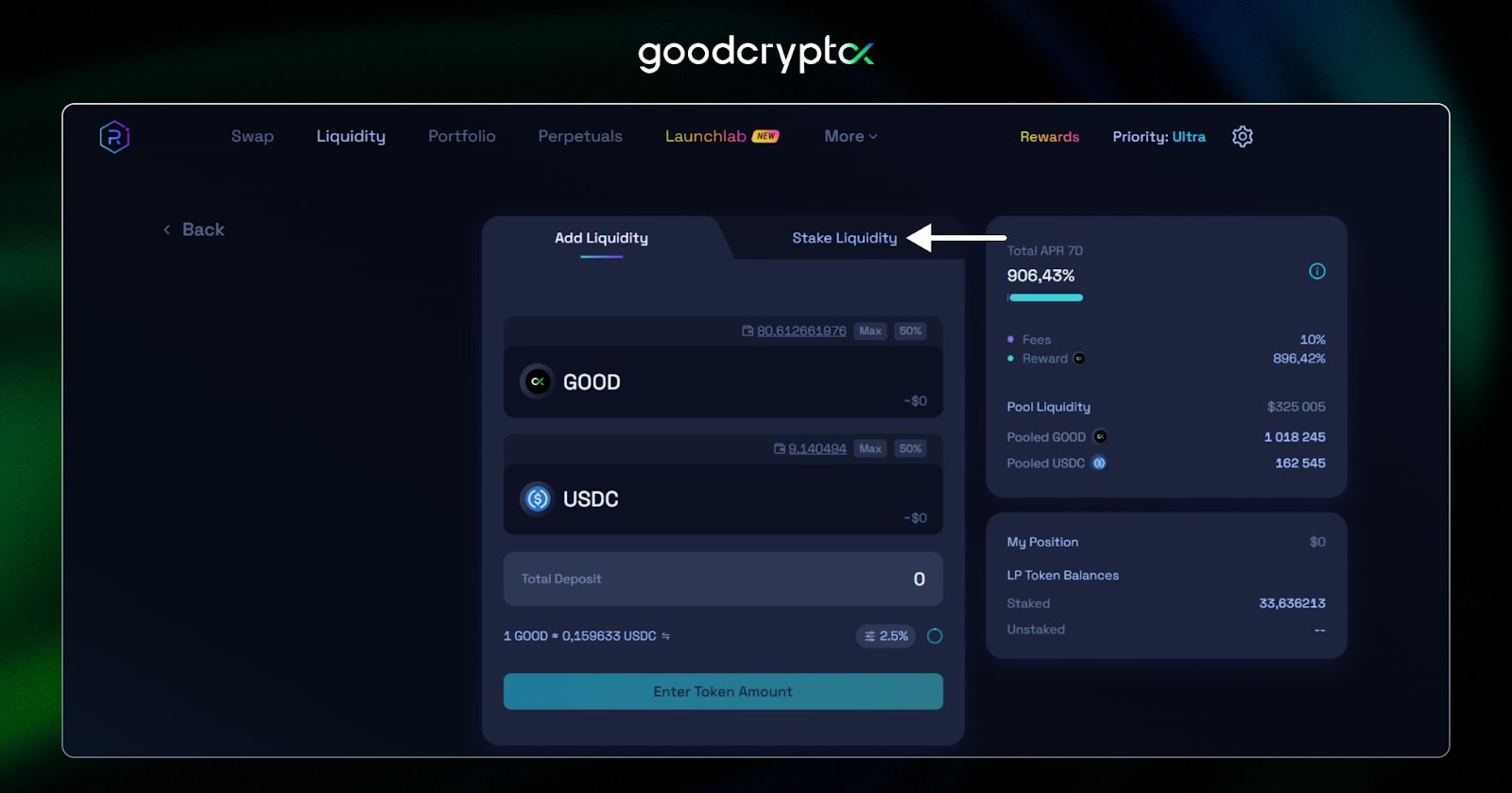 After adding liquidity...