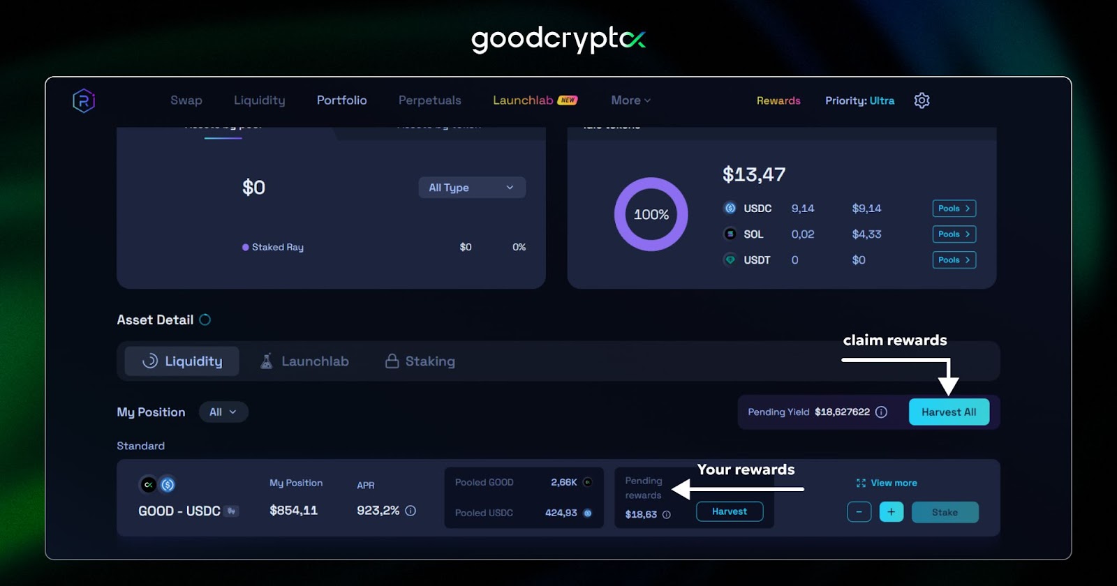 Claim yield farming rewards