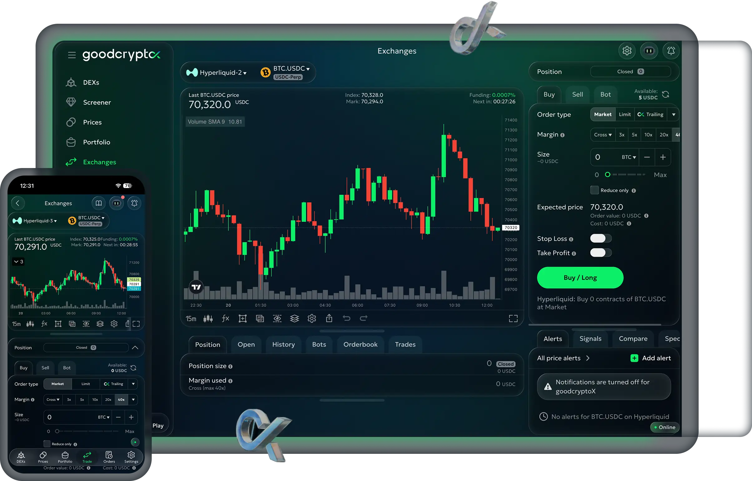 CEX, DEX & Perps.   smart trading bots.  one crypto app