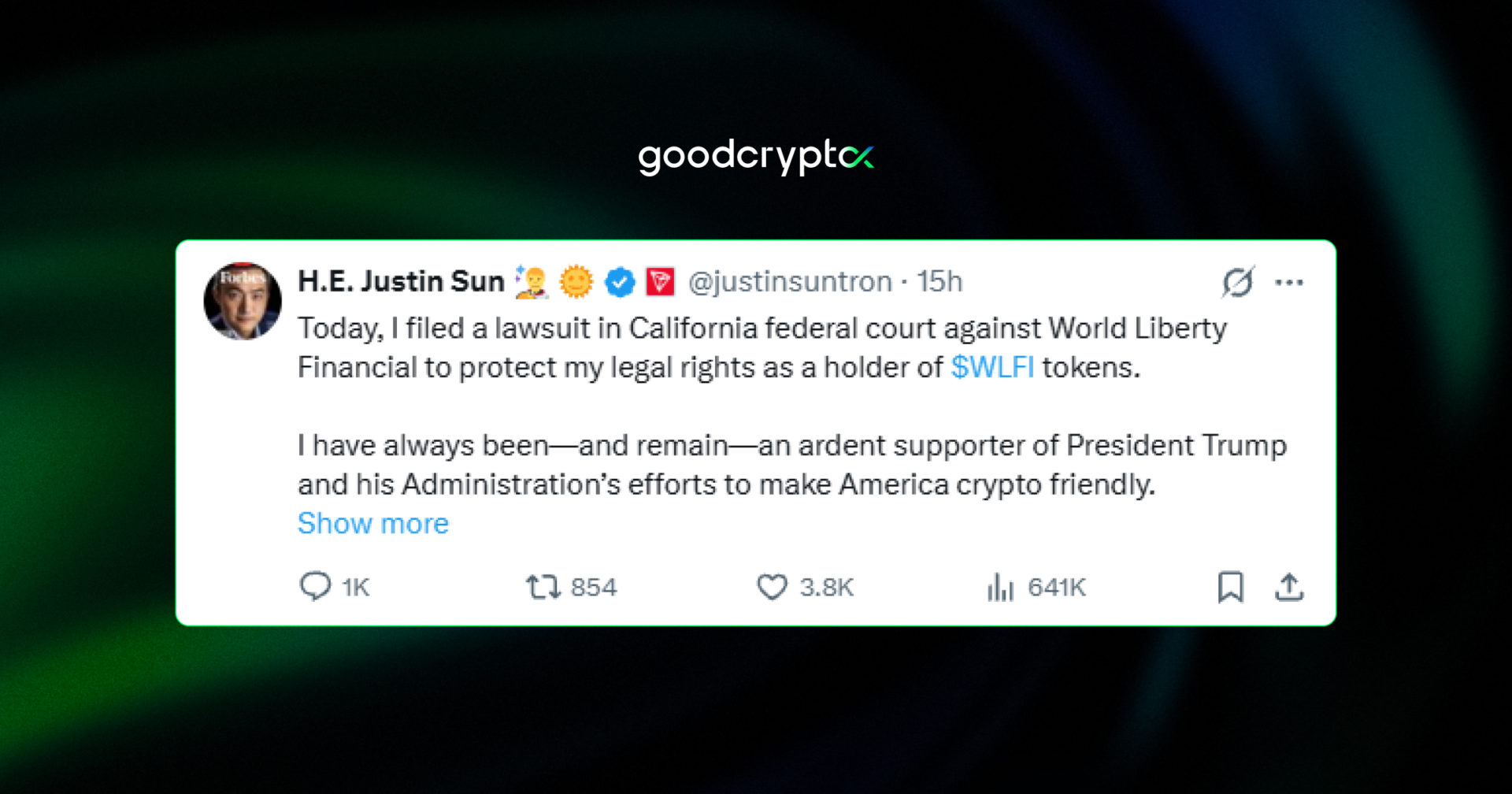 justin sun post