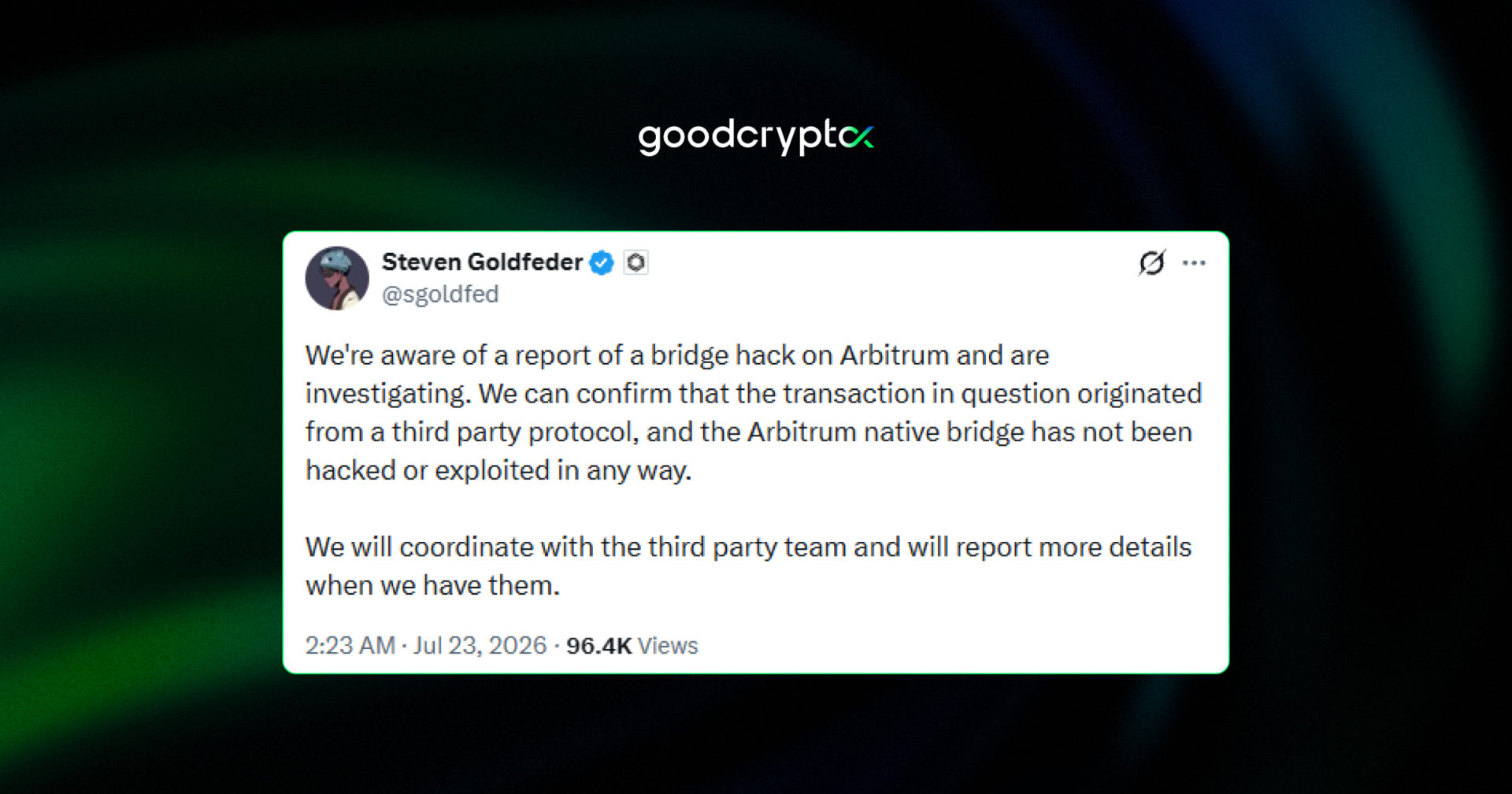 Offchain Labs co-founder Steven Goldfeder