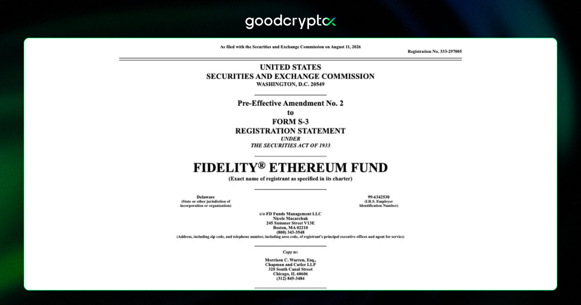 fidelity ethereum staking etf filling